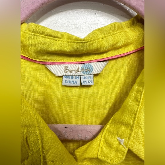 Boden • Large (12)• 100% Linen Blouse • Bright Yellow • Excellent - Picture 9 of 10